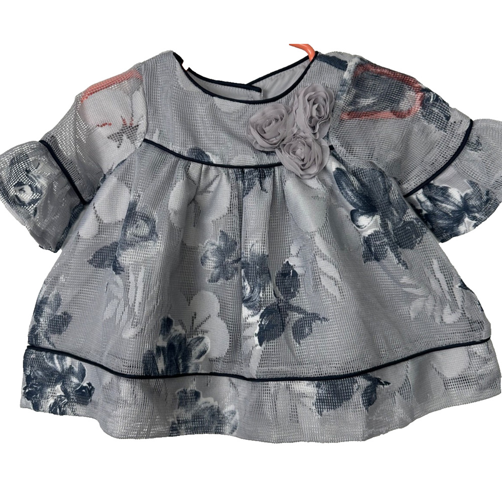 Laura Ashley London Dress Baby Girls 0-3M Blue Lace Overlay Tule Wedding D2